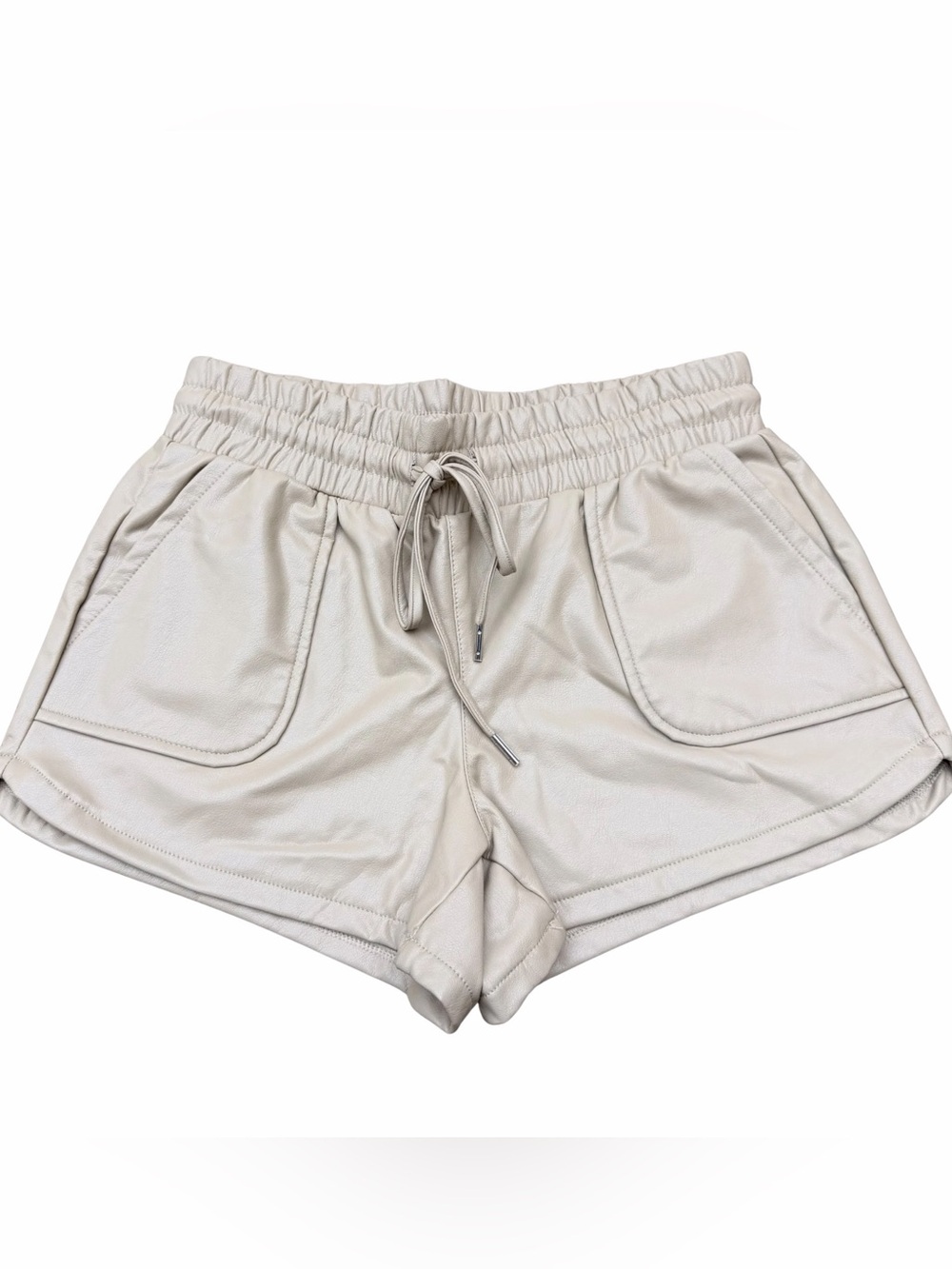 Sincerely Jules Cream Faux Leather Shorts